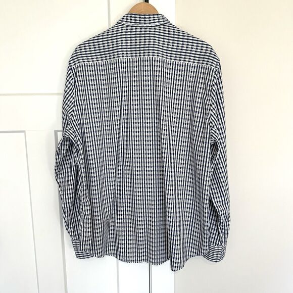Robert Graham Blue Check Embroidered Flip Cuff Long Sleeve Classic Shirt 2XL XXL - Picture 5 of 7